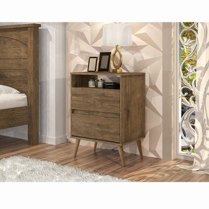 Imagem de Mesa de Cabeceira Retro Lotus 2 Gavetas Jequitibá J&A Móveis