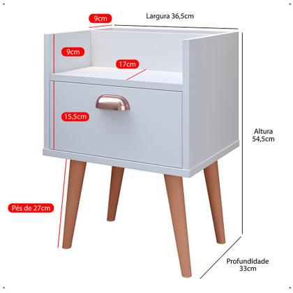 Imagem de Mesa De Cabeceira Retro Milena Com Nicho Com Pés Em Pvc