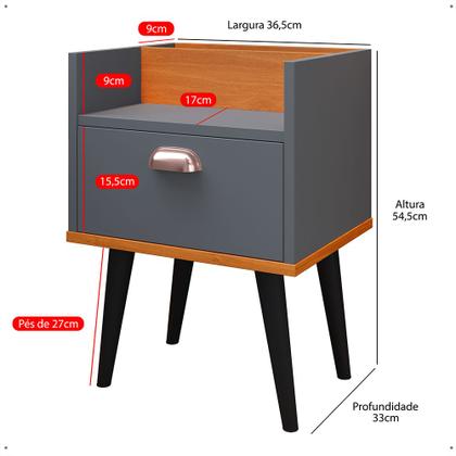 Imagem de Mesa De Cabeceira Retro Milena Com Nicho Com Pés Em Pvc