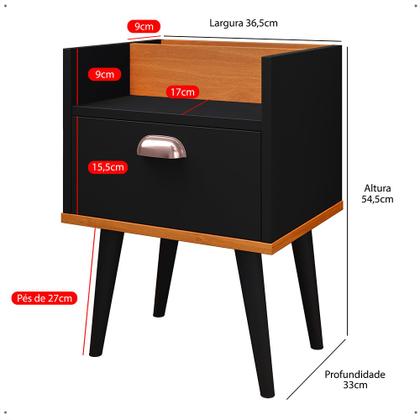 Imagem de Mesa De Cabeceira Retro Milena Com Nicho Com Pés Em Pvc