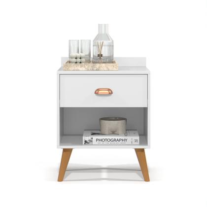 Imagem de Mesa De Cabeceira Retrô Pés Palito Retro - Perola New - Branco