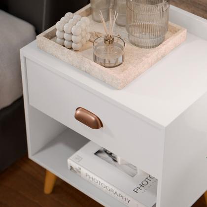 Imagem de Mesa De Cabeceira Retrô Pés Palito Retro - Perola New - Branco