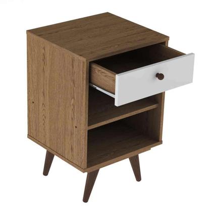 Mesa de Cabeceira Retrô Plus Rustik Carvalho Branco Acetinado - Mobly Imagem de Mesa de Cabeceira Retrô Plus Rustik Carvalho Branco Acetinado