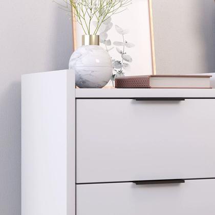 Imagem de Mesa De Cabeceira Retrô Quarto Mesa Lateral Canto Decorativo Toni 3 Gavetas Branco G2 Plus