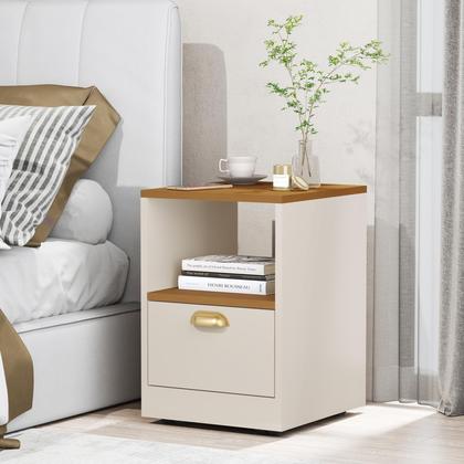 Imagem de Mesa De Cabeceira Retrô Set Compacta Com Rodizíos 1 Gavetas