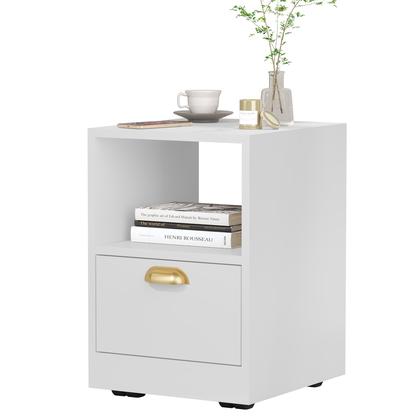 Imagem de Mesa De Cabeceira Retrô Set Compacta Com Rodizíos 1 Gavetas