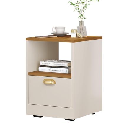 Imagem de Mesa De Cabeceira Retrô Set Compacta Com Rodizíos 1 Gavetas