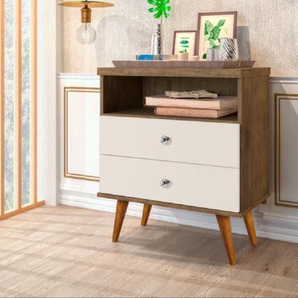 Imagem de Mesa de Cabeceira Retro Status 2G Jequitibá Off White J&A