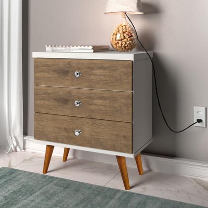 Imagem de Mesa de Cabeceira Retro Status 3G Off White Jequitibá J&A