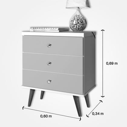 Imagem de Mesa de Cabeceira Retro Status 3G Off White Jequitibá J&A
