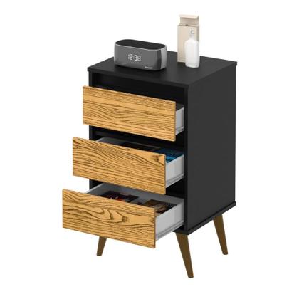 Imagem de Mesa de Cabeceira Retro Wood Ej Móveis Preto/Nature 22307