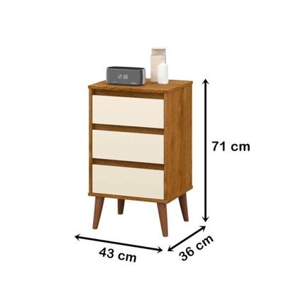Imagem de Mesa De Cabeceira Retro Wood Freijó C/ Off White  EJ Móveis