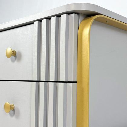 Imagem de Mesa de cabeceira Roma- Duas gavetas com pés metálico dourado