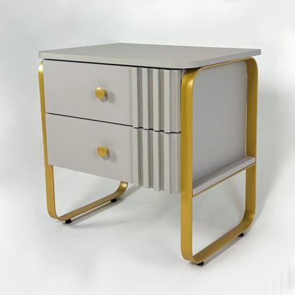 Imagem de Mesa de cabeceira Roma- Duas gavetas com pés metálico dourado