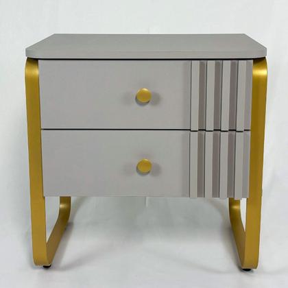 Imagem de Mesa de cabeceira Roma- Duas gavetas com pés metálico dourado
