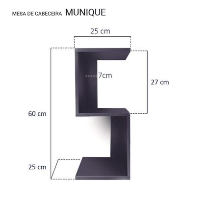 Imagem de Mesa de Cabeceira S Preto 60 x 25cm