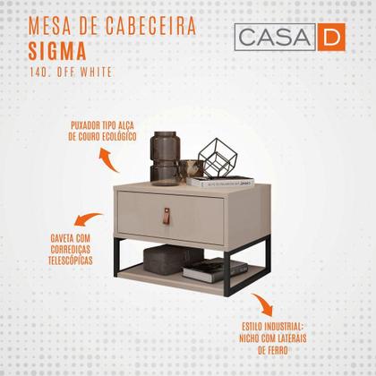 Imagem de Mesa de Cabeceira Sigma Off White Casa D Móveis Quarto