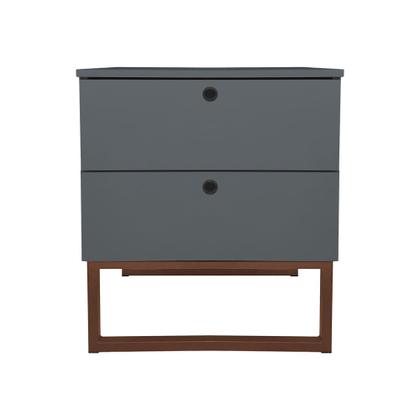 Imagem de Mesa de Cabeceira Slim Cinza 2 Gavetas Base Industrial Cobre - Belliv Decor