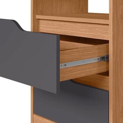 Imagem de Mesa de Cabeceira Sole 2 Gavetas 1 Nicho Freijó/Titanium Flex Móveis Albatroz  Moveis Albatroz