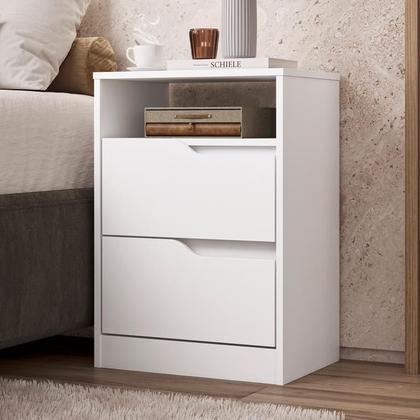 Imagem de Mesa de Cabeceira Sole 2 Gavetas Branco/Freijó - ABZ
