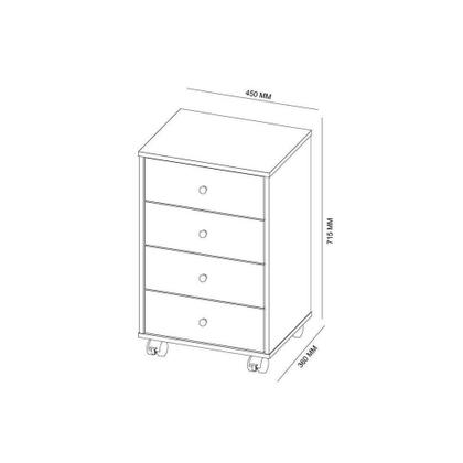 Imagem de Mesa de Cabeceira Solteiro Presence c/ 4 Gavetas Amêndola Touch - Demóbile