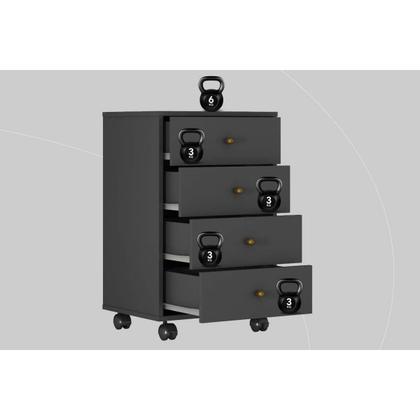 Imagem de Mesa de Cabeceira Solteiro Presence c/ 4 Gavetas Amêndola Touch - Demóbile