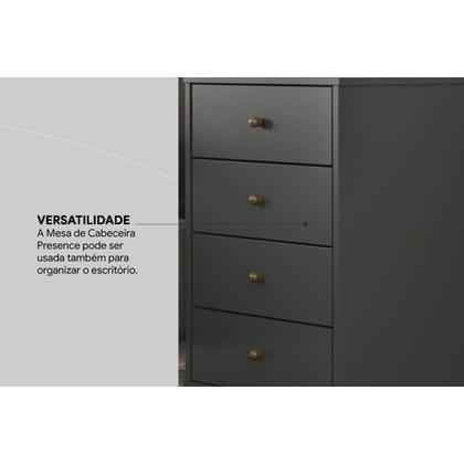 Imagem de Mesa de Cabeceira Solteiro Presence c/ 4 Gavetas Amêndola Touch - Demóbile
