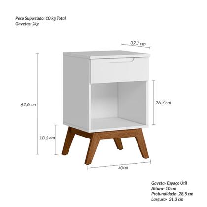Imagem de Mesa de Cabeceira Solteiro Retrô 1 Gaveta Alpi