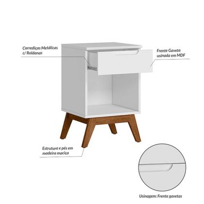 Imagem de Mesa de Cabeceira Solteiro Retrô 1 Gaveta Alpi
