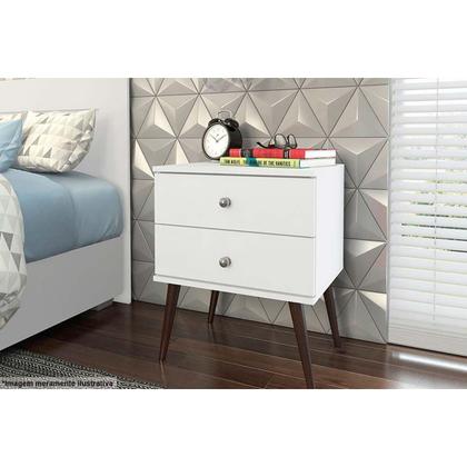 Imagem de Mesa de Cabeceira Solteiro RT 3032 c/ 2 Gavetas Branco - Movelbento
