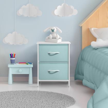 Imagem de Mesa de cabeceira Sorbus com 2 gavetas, estrutura de aço, tampo de madeira