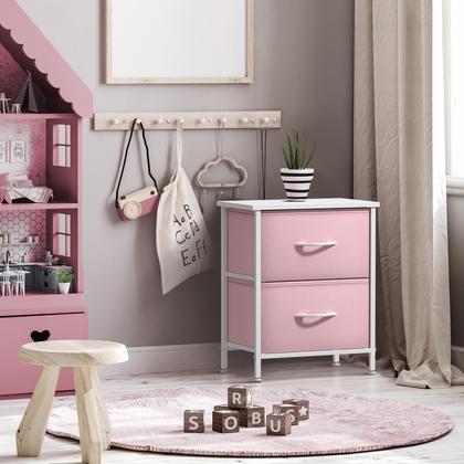 Imagem de Mesa de cabeceira Sorbus com 2 gavetas, estrutura de aço, tampo de madeira