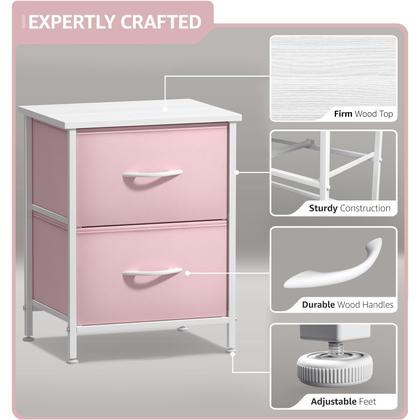 Imagem de Mesa de cabeceira Sorbus com 2 gavetas, estrutura de aço, tampo de madeira