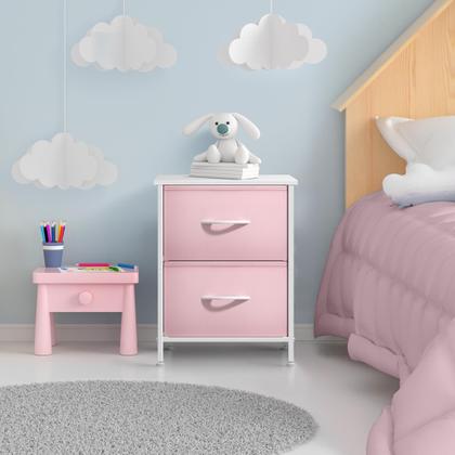 Imagem de Mesa de cabeceira Sorbus com 2 gavetas, estrutura de aço, tampo de madeira