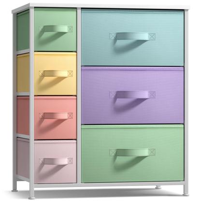 Imagem de Mesa de Cabeceira Sorbus com 7 Gavetas - Estrutura de Aço e Tampo de Madeira (Branca)