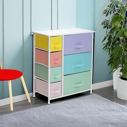 Imagem de Mesa de Cabeceira Sorbus com 7 Gavetas - Estrutura de Aço e Tampo de Madeira (Branca)