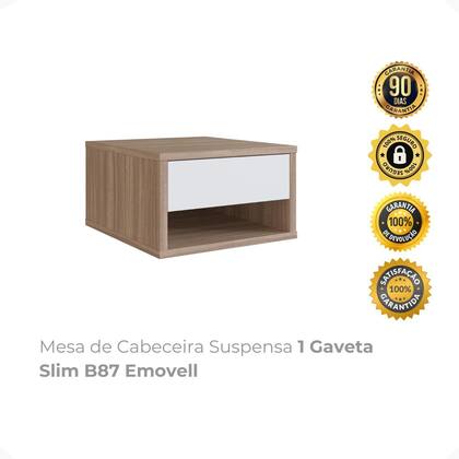 Imagem de Mesa de Cabeceira Suspensa 1 Gaveta Slim B87 Emovell