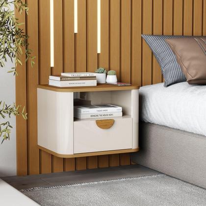 Imagem de Mesa de Cabeceira Suspensa Buriti com 1 Gaveta e Nicho