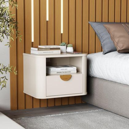 Imagem de Mesa de Cabeceira Suspensa Buriti com 1 Gaveta e Nicho