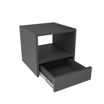 Imagem de Mesa de cabeceira suspensa com prateleira e nicho com gaveta inferior