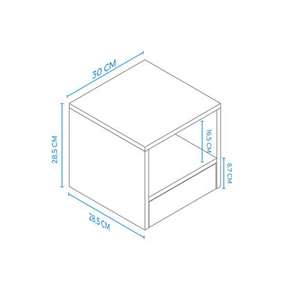 Imagem de Mesa de cabeceira suspensa com prateleira gaveta inferior e nicho