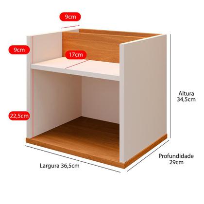 Imagem de Mesa de Cabeceira Suspensa Madri Divisória Organizadora Nicho Mesinha Decorativa Quarto Casal Solteiro - Off White/Cinamomo - RPM Móveis