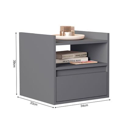 Imagem de Mesa de Cabeceira Suspensa Minerva com 1 Porta Cinza