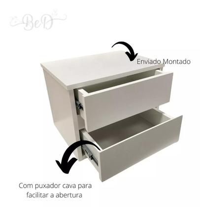 Imagem de Mesa de cabeceira suspenso 2 gavetas mdf brancotx 1 unid. 35x30x30