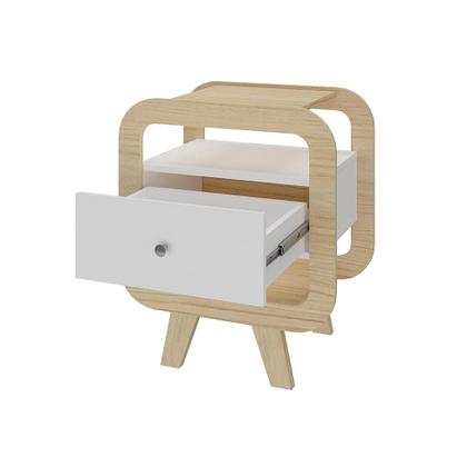Imagem de Mesa de Cabeceira Theo com USB 1 GV Branco e Naturale
