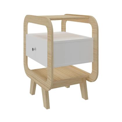 Imagem de Mesa de Cabeceira Theo com USB 1 GV Branco e Naturale