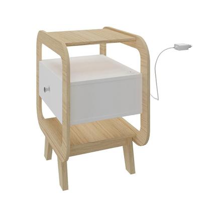 Imagem de Mesa de Cabeceira Theo com USB 1 GV Branco e Naturale