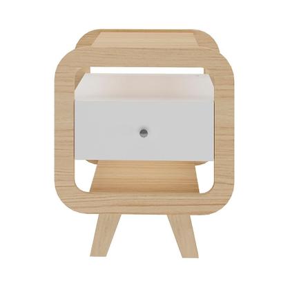 Imagem de Mesa de Cabeceira Theo com USB 1 GV Branco e Naturale