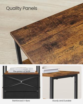 Imagem de Mesa de cabeceira VASAGLE, conjunto de 2 com gavetas de tecido de 61 cm