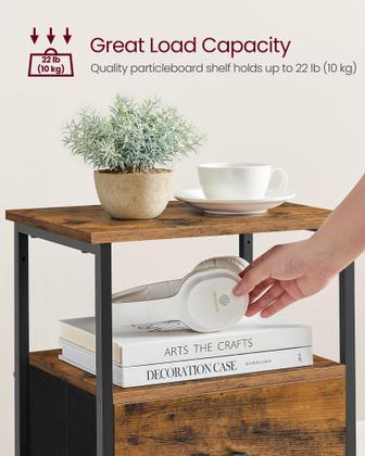 Imagem de Mesa de cabeceira VASAGLE, conjunto de 2 com gavetas de tecido de 61 cm